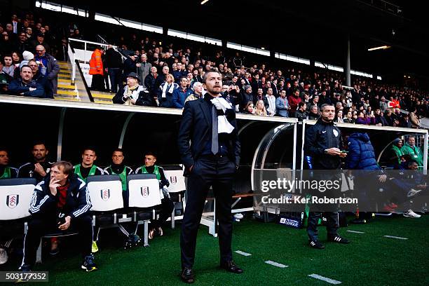 Slavisa Jokanovic the Fulham Head Coach looks on before the Sky Bet Championship match between Fulham and Sheffield Wednesday at Craven Cottage on...