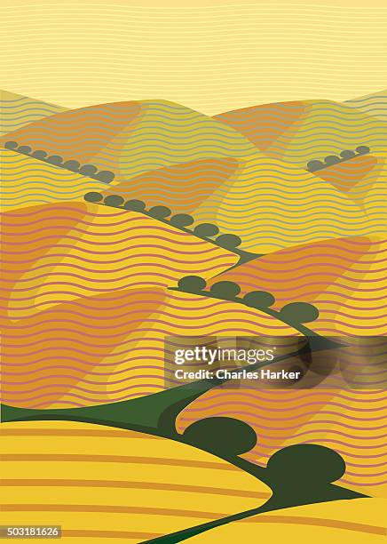 california coastal hills illustration - big sur fog stock illustrations