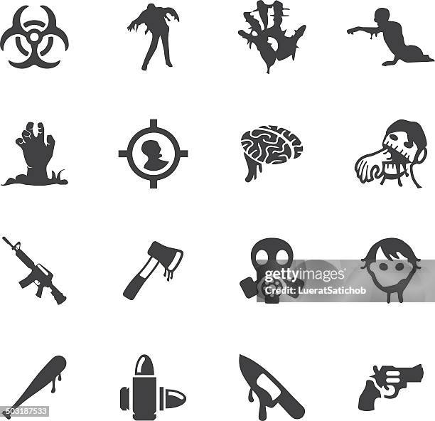 zombie-silhouette icons/eps10 - hirnverbrannt stock-grafiken, -clipart, -cartoons und -symbole