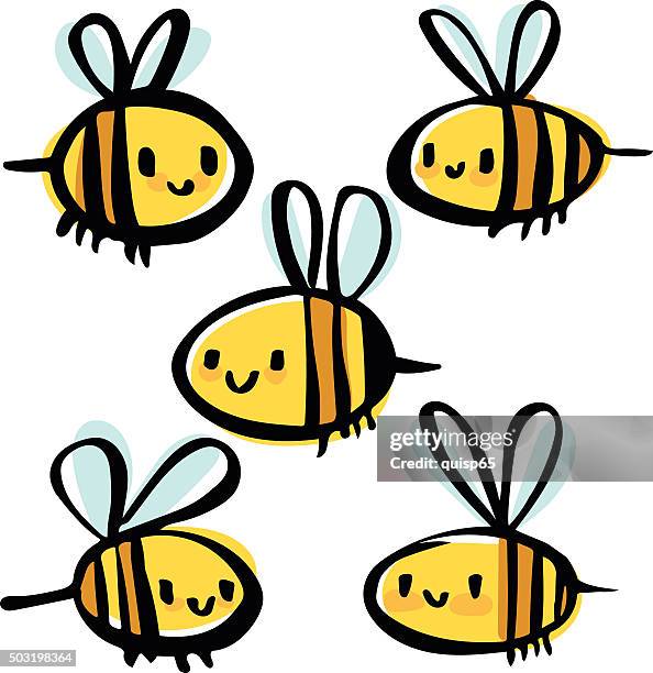 bee doodles - bumble bee stock illustrations