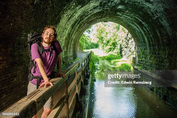 man by c&o canal - chesapeake and ohio canal national park stock pictures, royalty-free photos & images