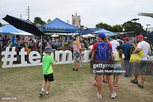 Fans arrive during day one of the 2016 Brisbane International at Pat Rafter Arena on January 3, 2016 in Brisbane, Australia.