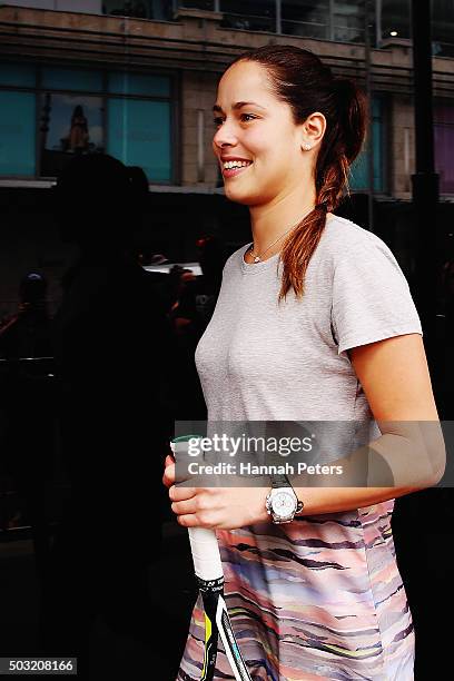 Ana Ivanovic takes part in an exhibition tennis match withon January 3, 2016 in Auckland, New Zealand. The ASB Classic starts on Monday 4, 2016.