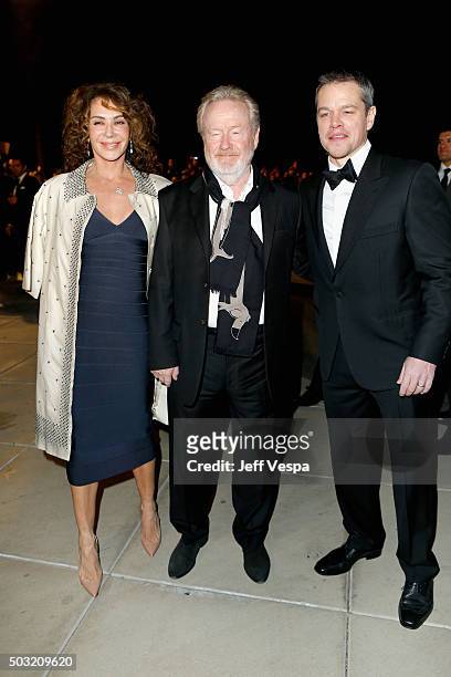 Actress Giannina Facio, director Ridley Scott and actor Matt Damon attend the 27th Annual Palm Springs International Film Festival Awards Gala at...
