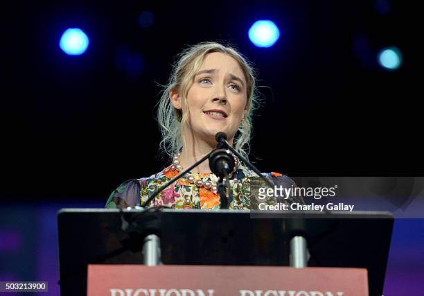 Actress Saoirse Ronan accepts the International Star Award onstage at the 27th Annual Palm Springs International Film Festival Awards Gala at Palm...