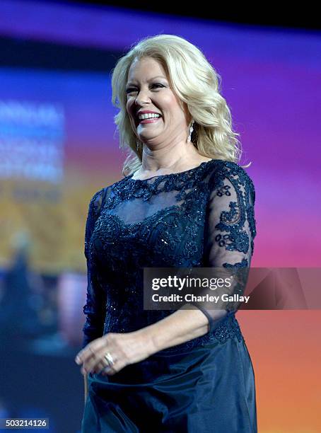 Host Mary Hart onstage at the 27th Annual Palm Springs International Film Festival Awards Gala at Palm Springs Convention Center on January 2, 2016...