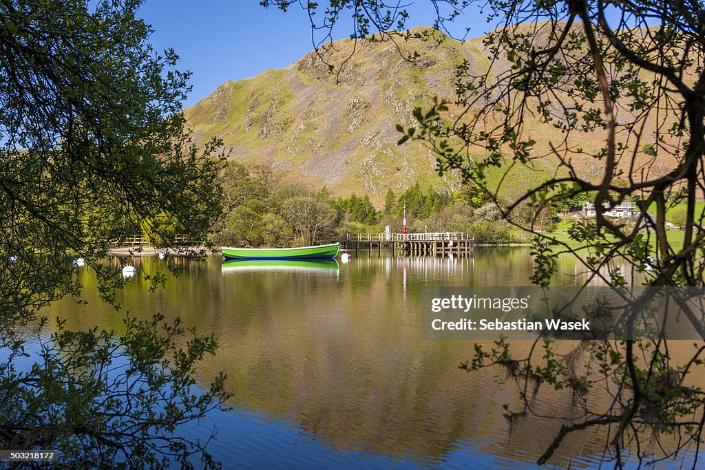 Boats moored on Ullswater