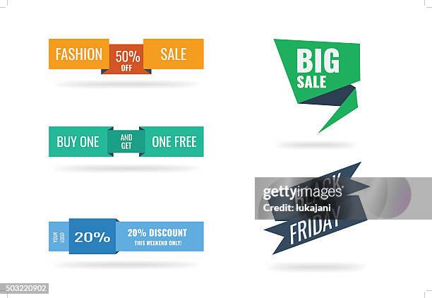 trendy colors web or print banners and badges. - customer identification stock illustrations