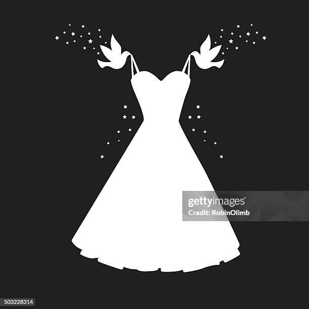 ilustrações, clipart, desenhos animados e ícones de pássaros carregando vestido ícone - vestido de noite