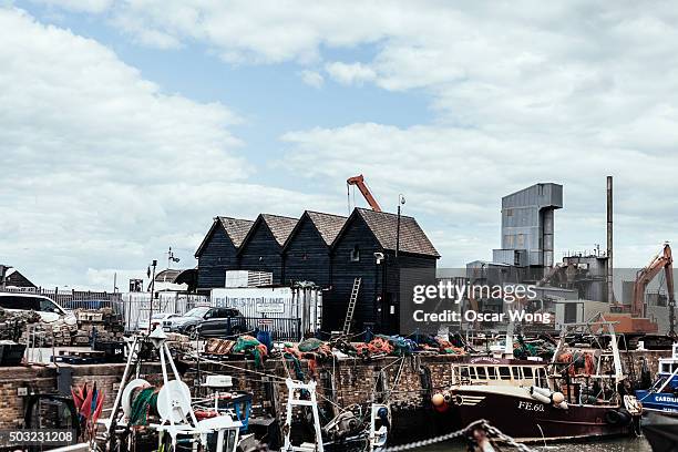 an old english fishing harbour, whitstable, canterbury, united kingdom - whitstable bildbanksfoton och bilder