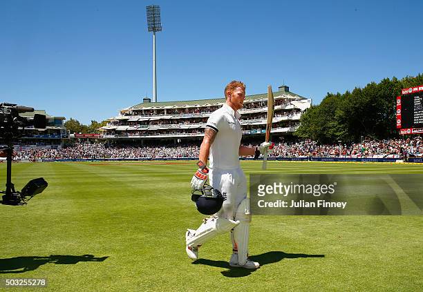 Ben Stokes of England walks off after his 258 runs during day two of the 2nd Test at Newlands Stadium on January 3, 2016 in Cape Town, South Africa.