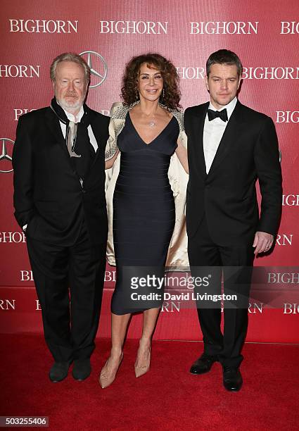 Director Ridley Scott, actress Giannina Facio, and actor Matt Damon attend the 27th Annual Palm Springs International Film Festival Awards Gala at...