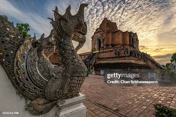 wat chedi luang , chiang mai, thailand - cidade de chiang mai imagens e fotografias de stock