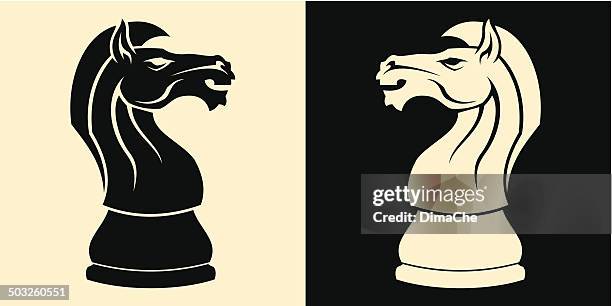 chess knight - white stallion stock illustrations