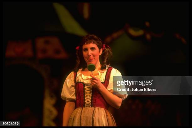 Soprano Dawn Upshaw as Gretel in Humperdinck's Hansel and Gretel on stage at the Metropolitan Opera.