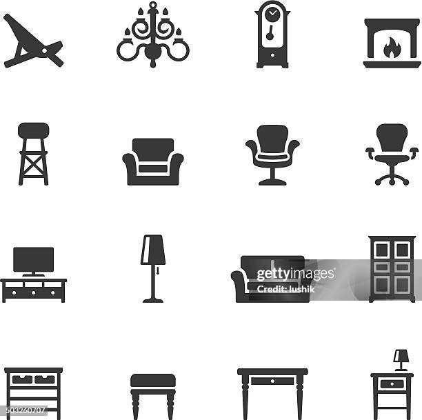 illustrations, cliparts, dessins animés et icônes de soulico icônes-intérieur de maison - chaise de bureau