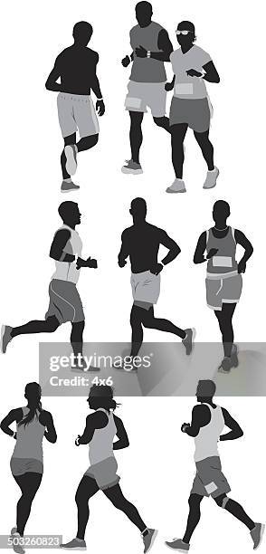 people running - runner front view stock illustrations