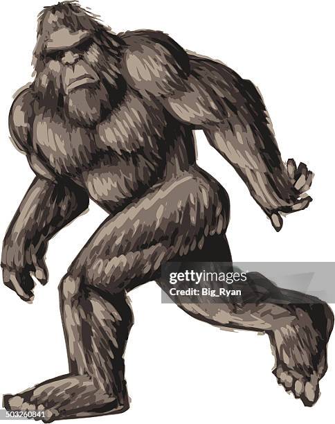 stockillustraties, clipart, cartoons en iconen met painted bigfoot - great ape