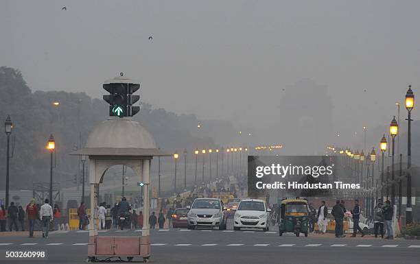 Delhi Police and CRPF security personnel alert at Raisina Hill after authorities received a bomb threat after the fresh firing and bomb explosion...