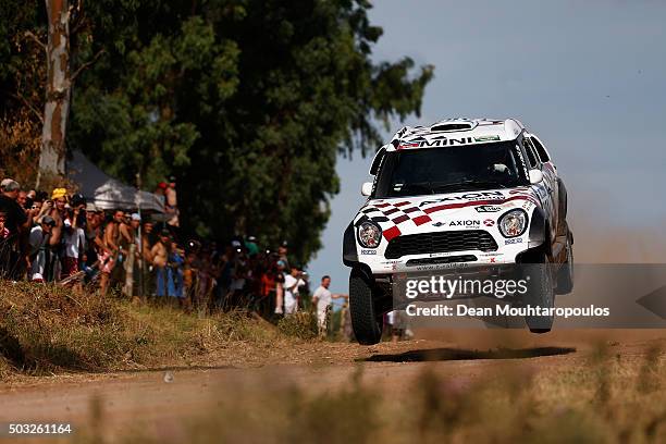 Nani Roma of Spain and Alex Bravo Haro of Spain in the MINI ALL4 RACING for AXION X-RAID TEAM compete in the Dakar Rally Prologue on January 2, 2016...