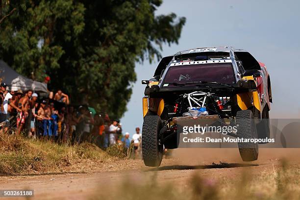 Carlos Sainz of Spain and Lucas Cruz of Spain in the PEUGEOT 2008 DKR for TEAM PEUGEOT TOTAL compete in the Dakar Rally Prologue on January 2, 2016...