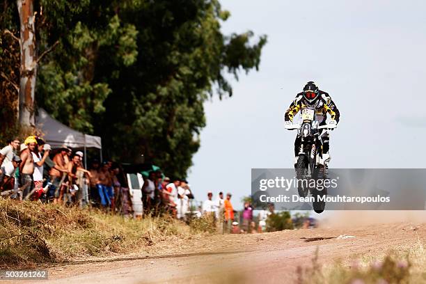 Pablo Quintanilla of Chile riding on and for HUSQVARNA 450 RALLY ROCKSTAR ENERGY HUSQVARNA FACTORY RACING competes in the Dakar Rally Prologue on...