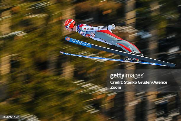 Andreas Wank of Germany competes during the FIS Nordic World Cup Four Hills Tournament on January 3, 2016 in Innsbruck, Austria.