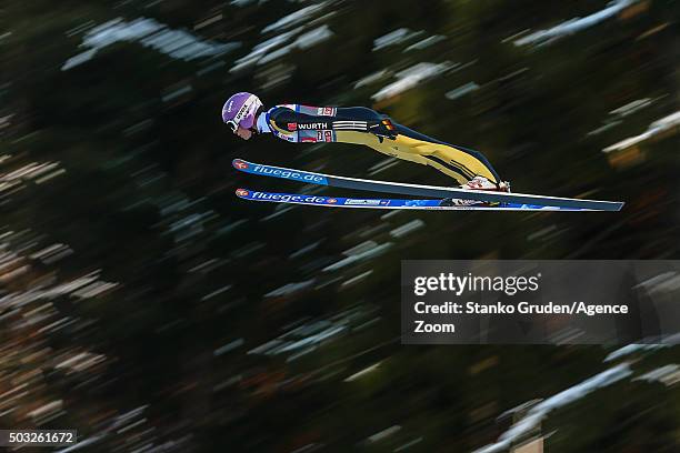 Andreas Wellinger of Germany competes during the FIS Nordic World Cup Four Hills Tournament on January 3, 2016 in Innsbruck, Austria.