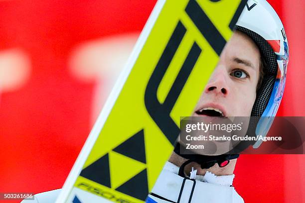 Kenneth Gangnes of Norway takes 3rd place during the FIS Nordic World Cup Four Hills Tournament on January 3, 2016 in Innsbruck, Austria.