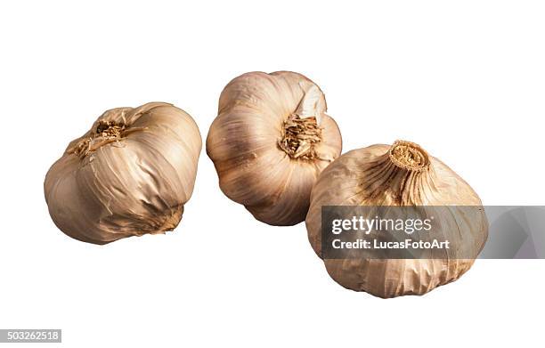 garlic on white background - comida gourmet stock pictures, royalty-free photos & images