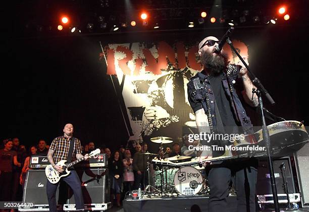 Lars Frederiksen, Branden Steineckert and Tim Armstrong of Rancid perform in support of the band's "...Honor Is All We Know" release at The Warfield...