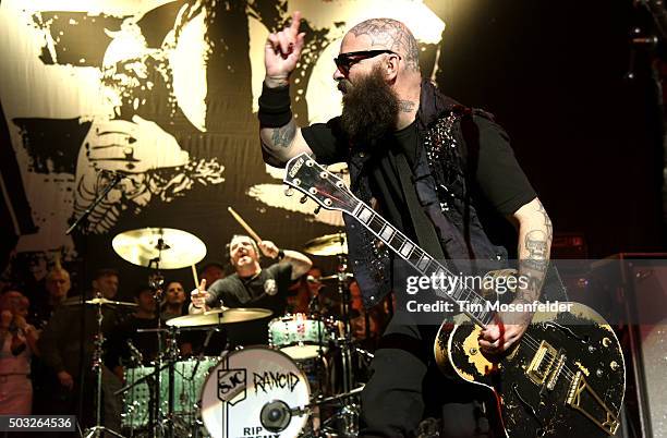 Branden Steineckert and Tim Armstrong of Rancid perform in support of the band's "...Honor Is All We Know" release at The Warfield on January 2, 2016...