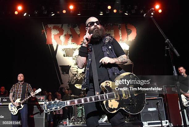 Tim Armstrong of Rancid performs in support of the band's "...Honor Is All We Know" release at The Warfield on January 2, 2016 in San Francisco,...