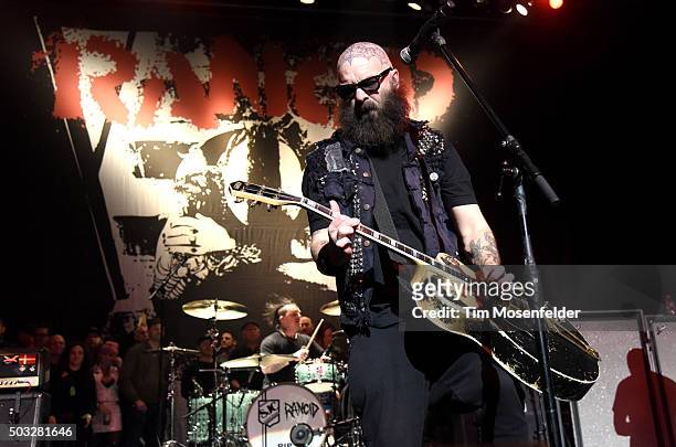 Branden Steineckert and Tim Armstrong of Rancid perform in support of the band's "...Honor Is All We Know" release at The Warfield on January 2, 2016...