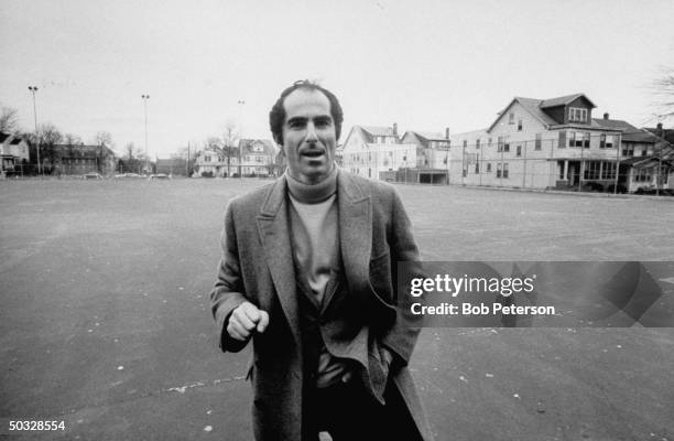 Author, Philip Roth, revisiting areas where he grew up.