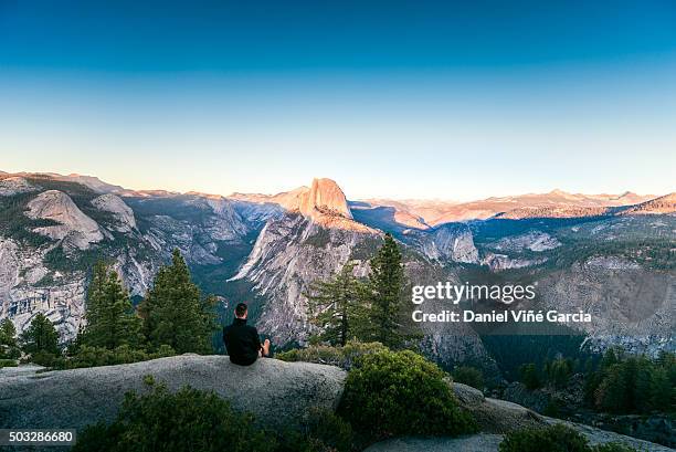 glacier point at sunrise, yosemite valley, california, usa - yosemite daniel stock-fotos und bilder