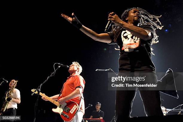 Matt Morrish, Dave Wakeling, and King Schascha of The English Beat perform at The Warfield on January 2, 2016 in San Francisco, California.