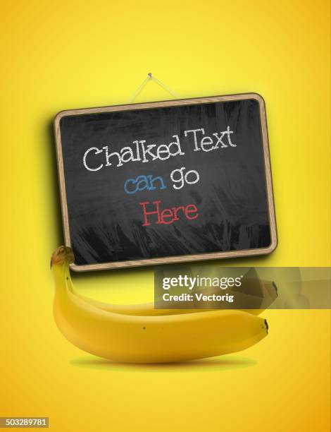 banana and blackboard - school snacks stock illustrations