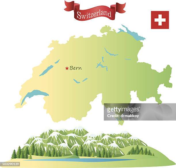 switzerland, alps - zurich map stock illustrations
