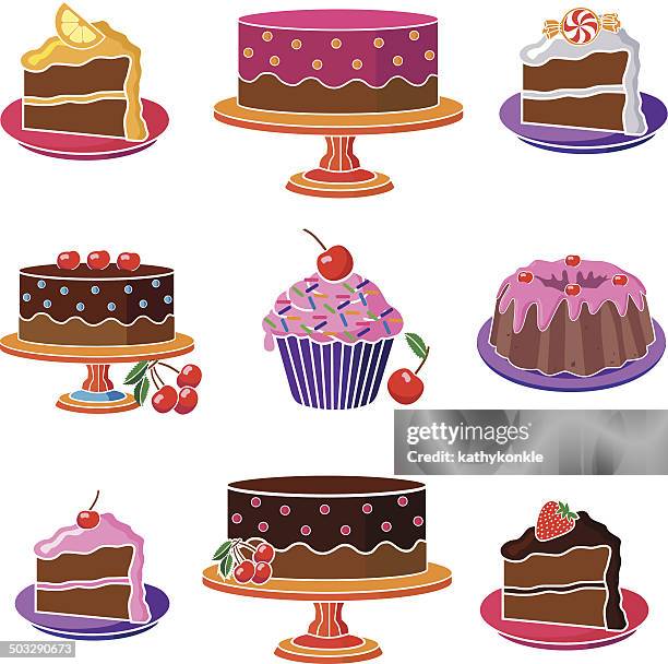 stockillustraties, clipart, cartoons en iconen met various cakes - tulbandcake