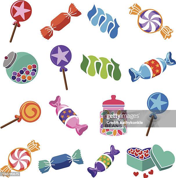 various candies - confectionery stock illustrations