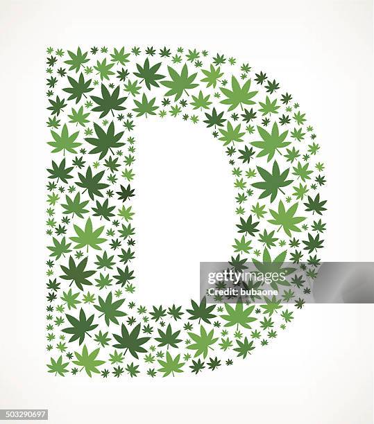 ilustrações de stock, clip art, desenhos animados e ícones de letra d em maconha de arte vetorial royalty-free padrão - marijuana leaf text symbol