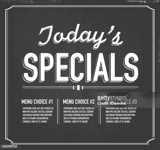 chalkboard style text template today's special design - menu design stock illustrations
