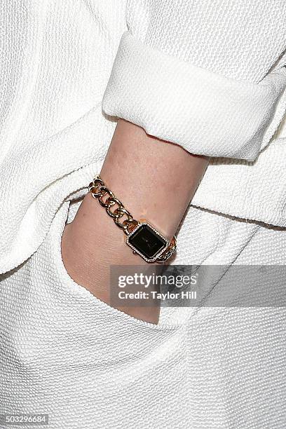 Actress Kristen Stewart, watch detail, attends a screening of "Clouds of Sils Maria" at IFC Center on January 3, 2016 in New York City.