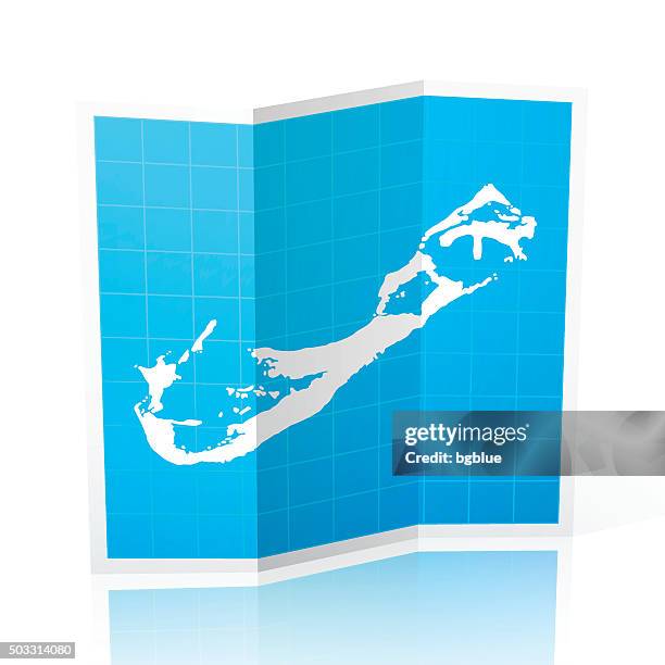 bermuda map folded, isolated on white background - bermuda stock illustrations