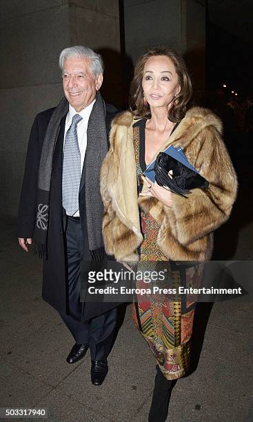 Mario Vargas LLosa and Isabel Preysler are seen arriving at Auditorium on December 05, 2015 in Madrid, Spain.