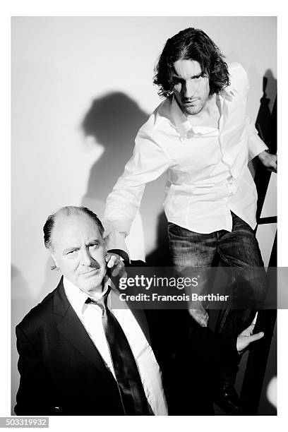 Musicians Michel Delpech and Alexis Rault are photographed for Self Assignment on July 23, 2009 in Paris, France.