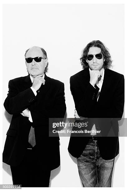 Musicians Michel Delpech and Alexis Rault are photographed for Self Assignment on July 23, 2009 in Paris, France.