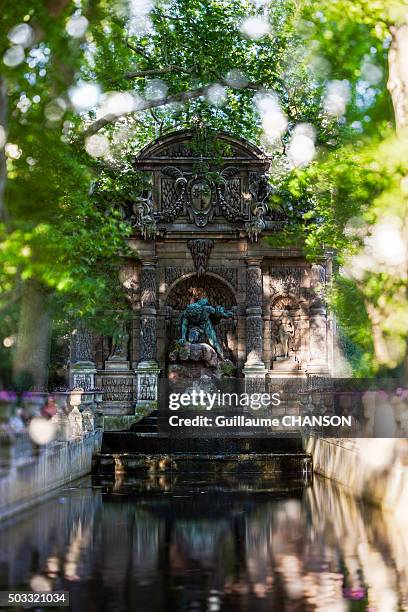 fontaine médicis dans le jardin du luxembourg à paris, france - jardin soleil stock pictures, royalty-free photos & images