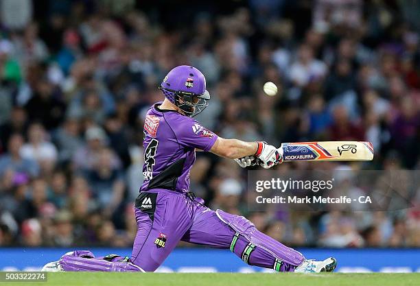 Dan Christian of the Hurricanes bats during the Big Bash League match between the Hobart Hurricanes and the Melbourne Renegades at Blundstone Arena...